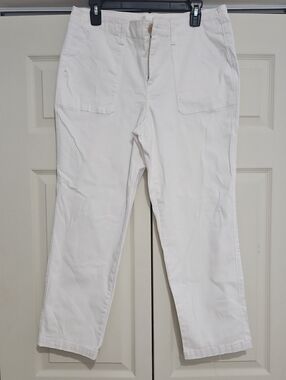 Womens White Cotton Casual Pants